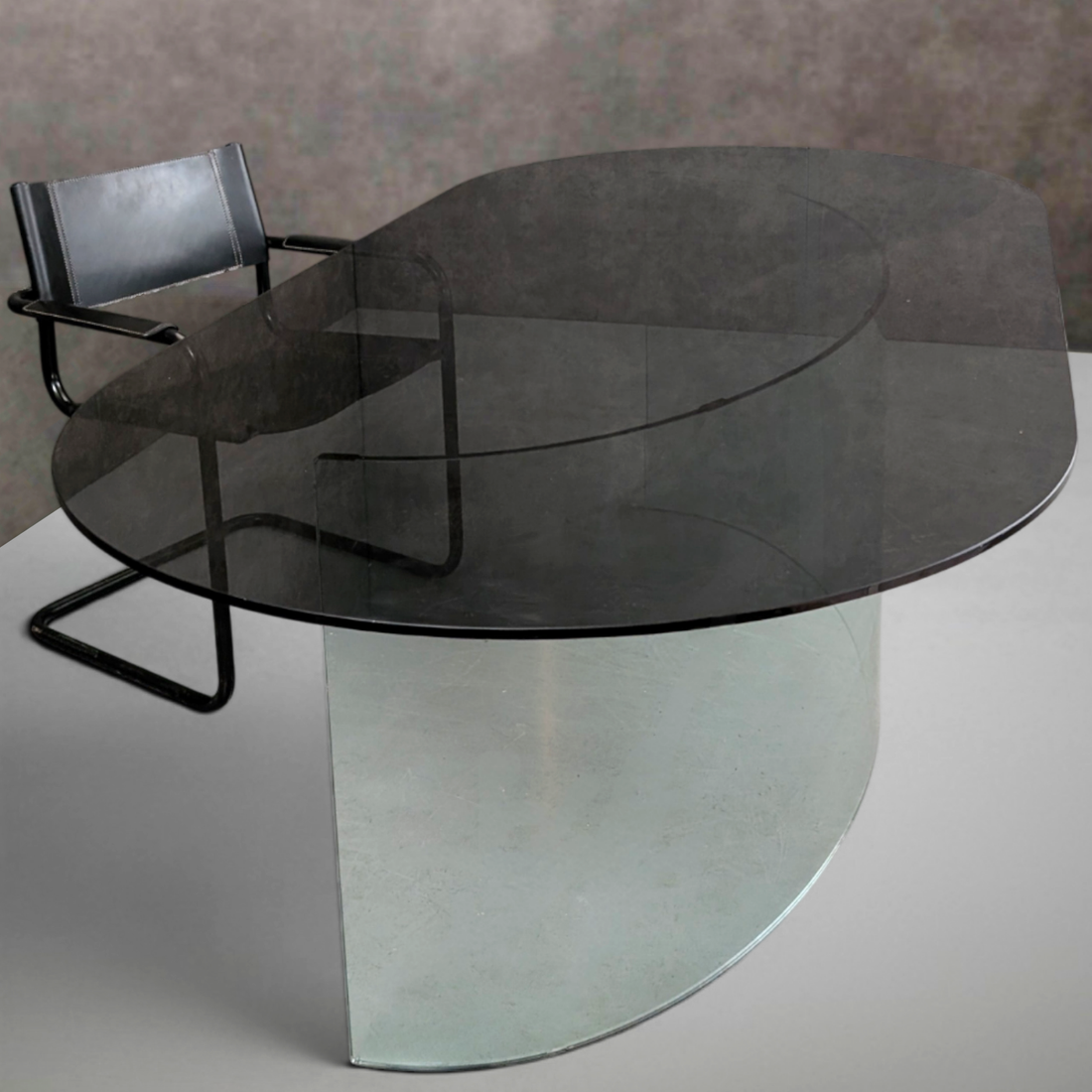 FIAM Italy Smoked Glass Desk or Dining Table Circa 1980