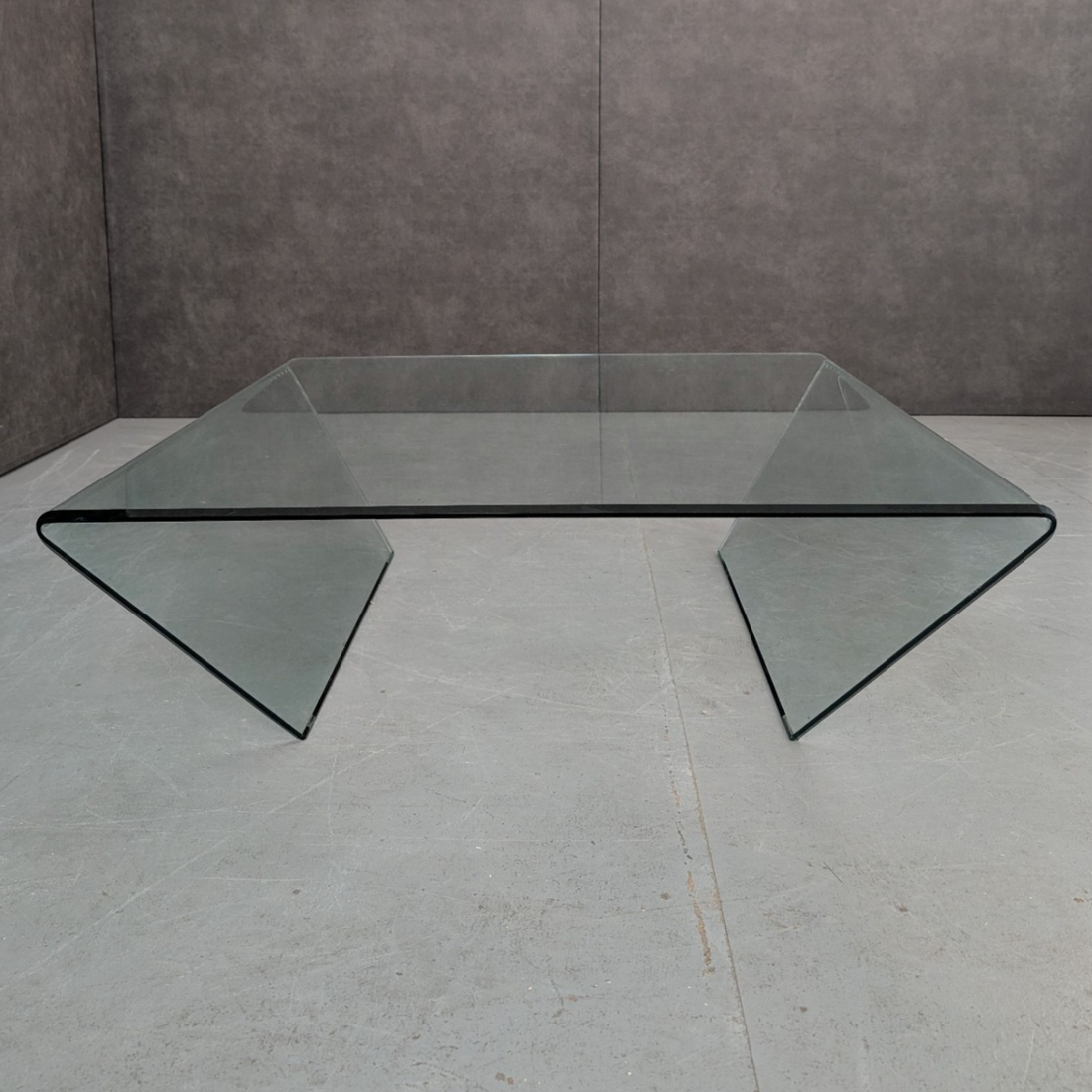 Italian 1980s Curved Glass Coffee Table