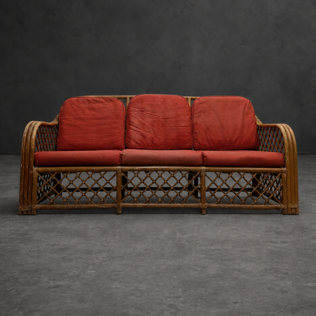 Vintage Three Piece Lattice Cane Lounge Suite