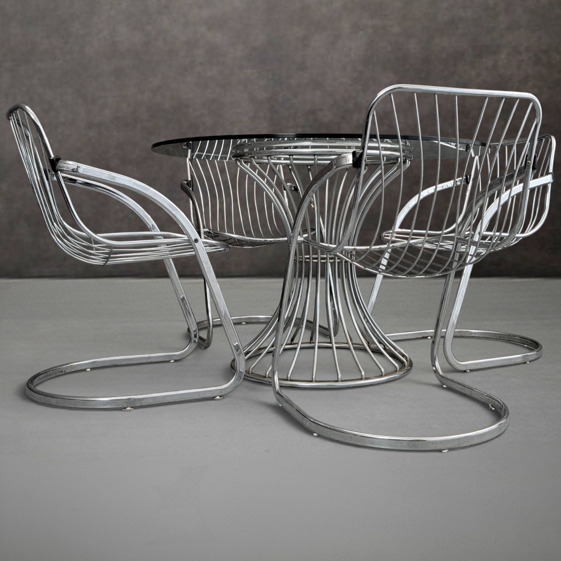 Italian 1970s Dining Table by Gastone Rinaldi for RIMA with Four Chairs