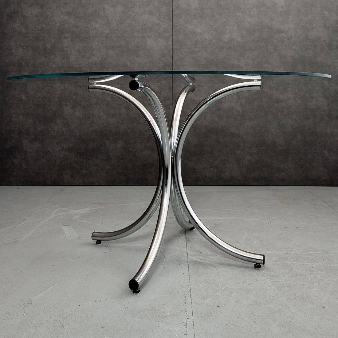 1970s European Modernist Chrome and Glass Dining Table