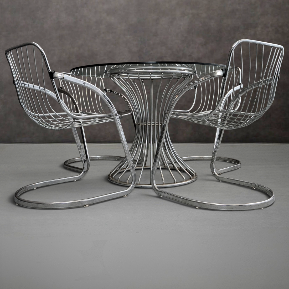 Italian 1970s Dining Table by Gastone Rinaldi for RIMA with Four Chairs