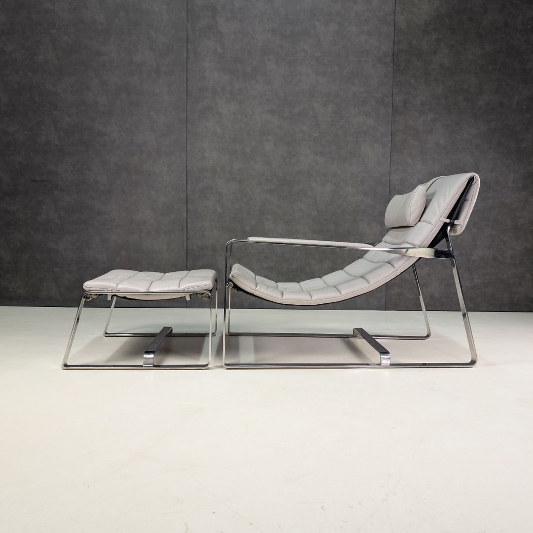 Bay Leather Republic Lounge Chair and Ottoman Aligned with the Minotti Hopper