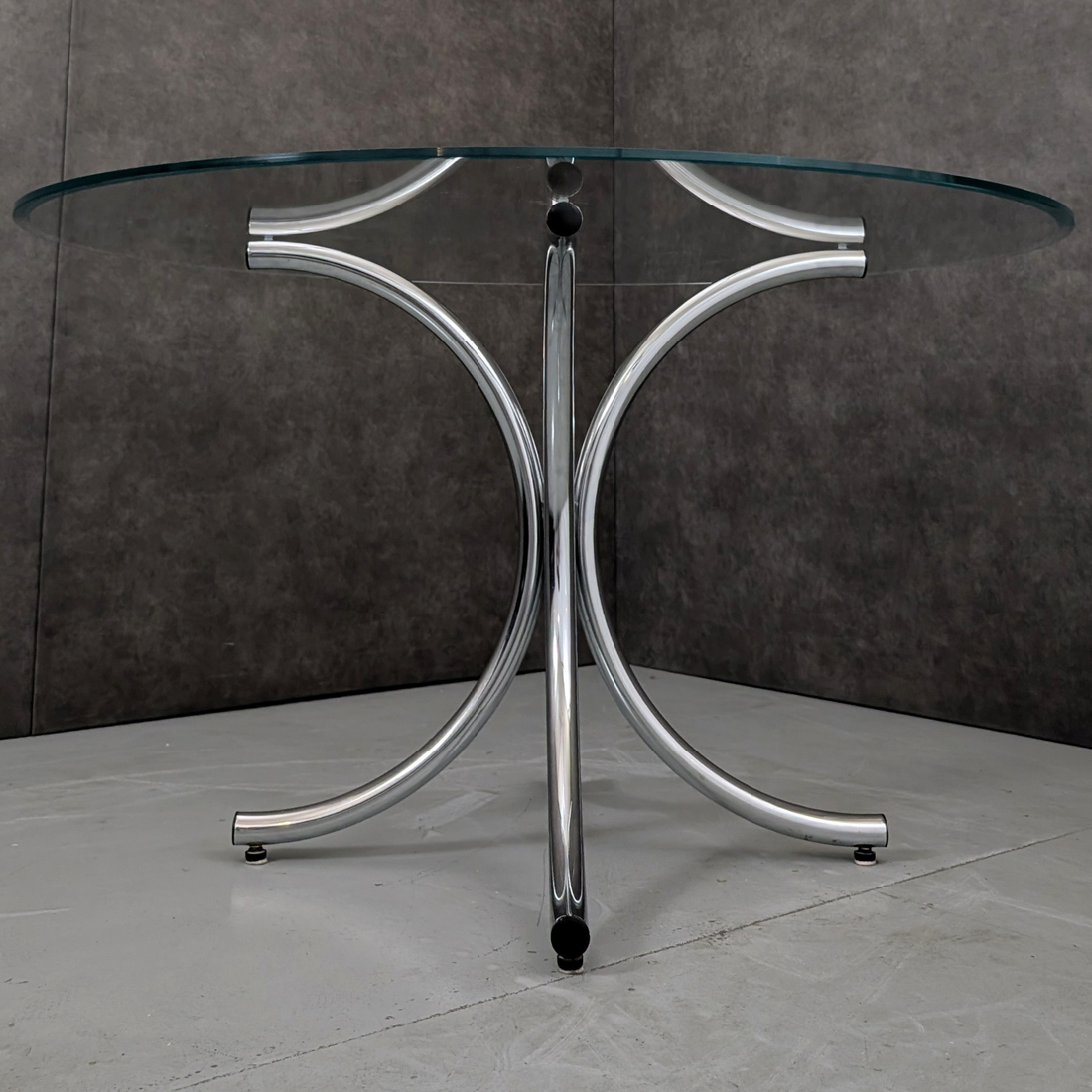1970s European Modernist Chrome and Glass Dining Table