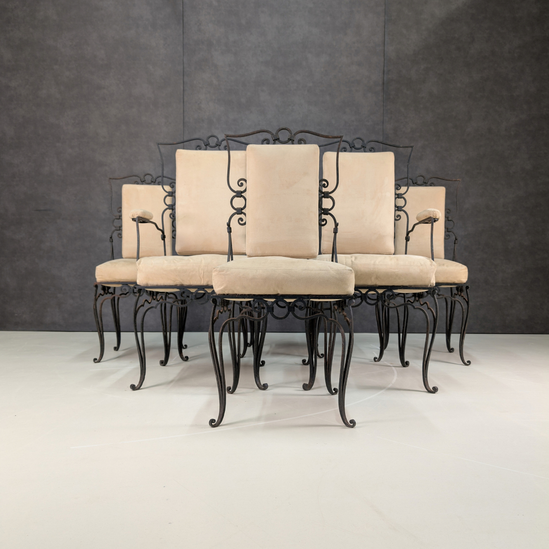 René Prou Six Piece French Art Deco Wrought Iron Dining Suite