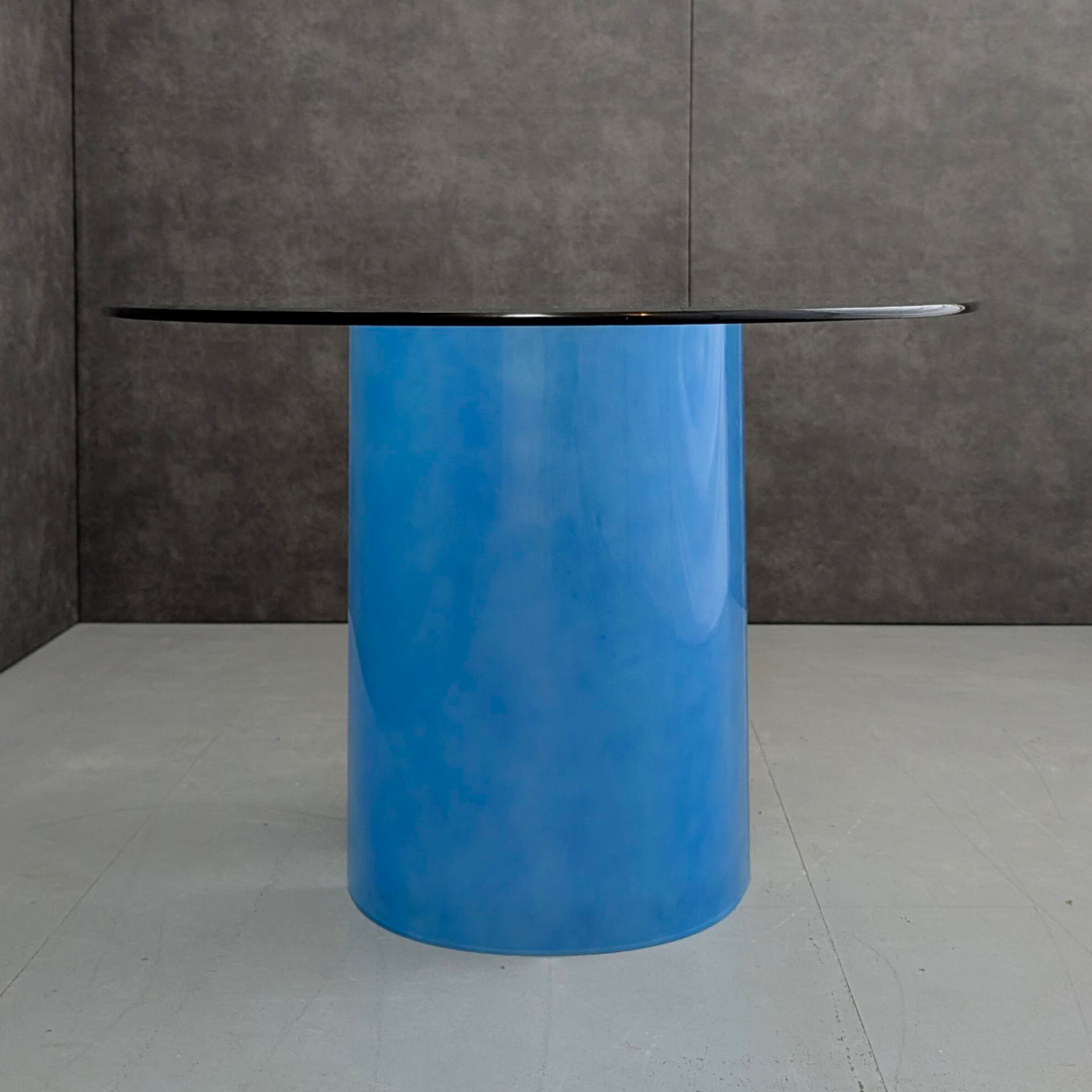 Italian Modernist Frosted Blue Glass Oval Dining Table
