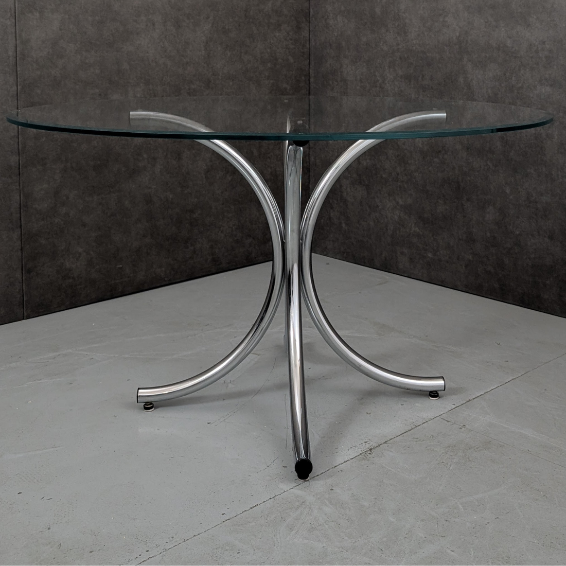 1970s European Modernist Chrome and Glass Dining Table