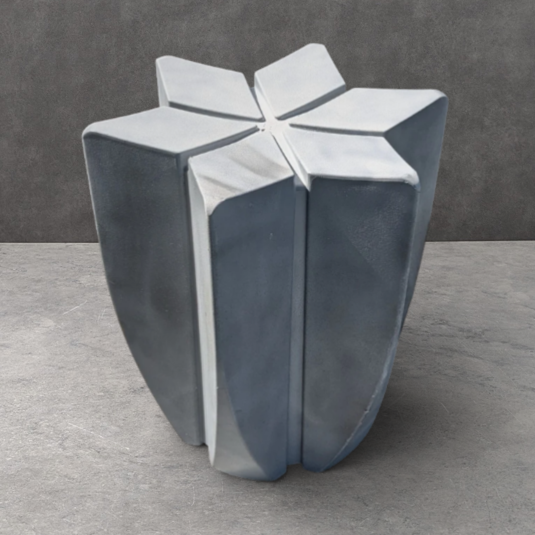 Brutalist Composite Resin Stool in Metallic Grey