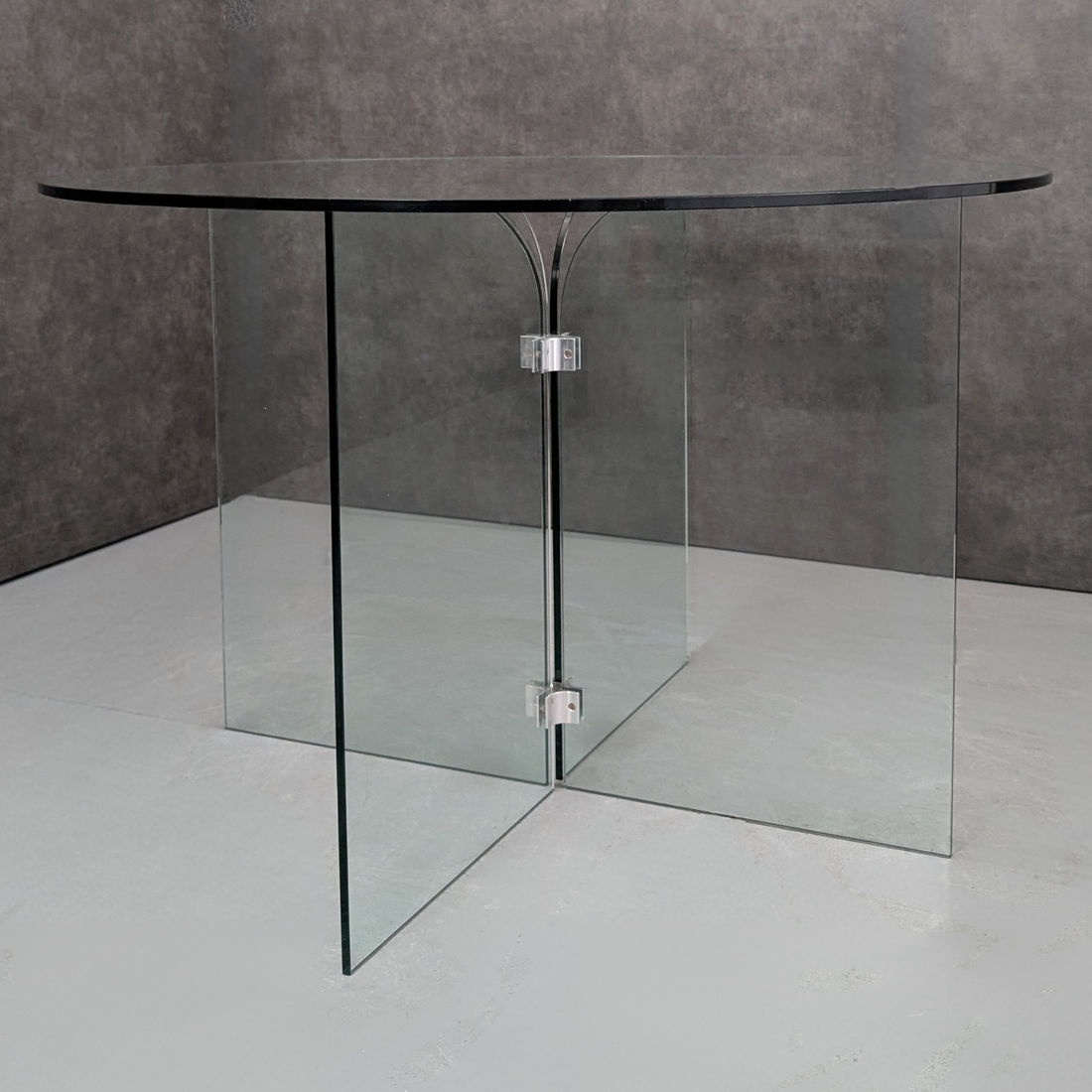 Vintage Minimalist Leon Rosen Style Architectural Glass Dining Table