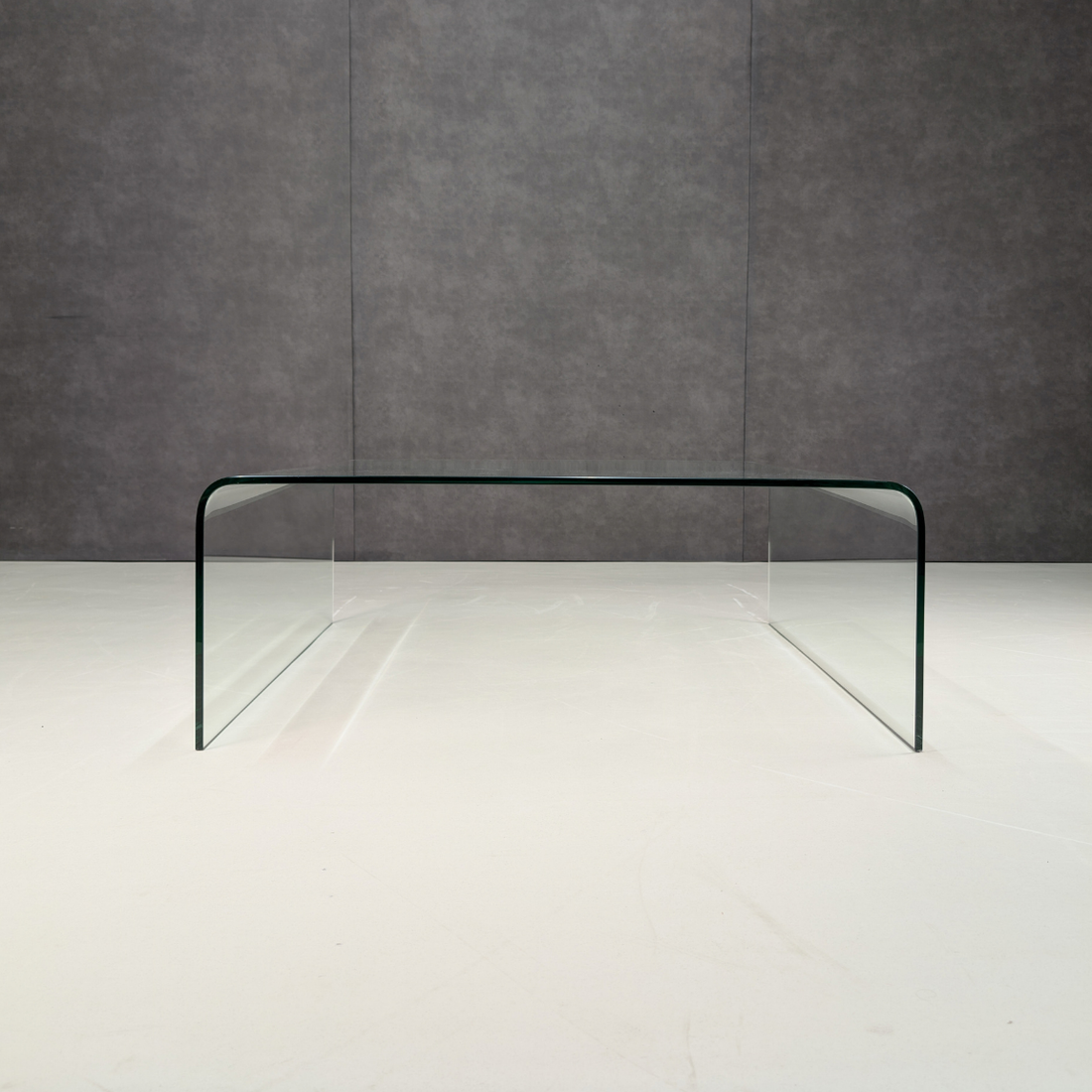 Circa 1980s Clear Bent Glass Waterfall Coffee Table