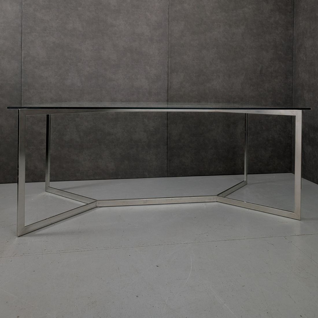 Chrome and Glass Dining Table In the Style of Paul Legeard France, Circa 1970s