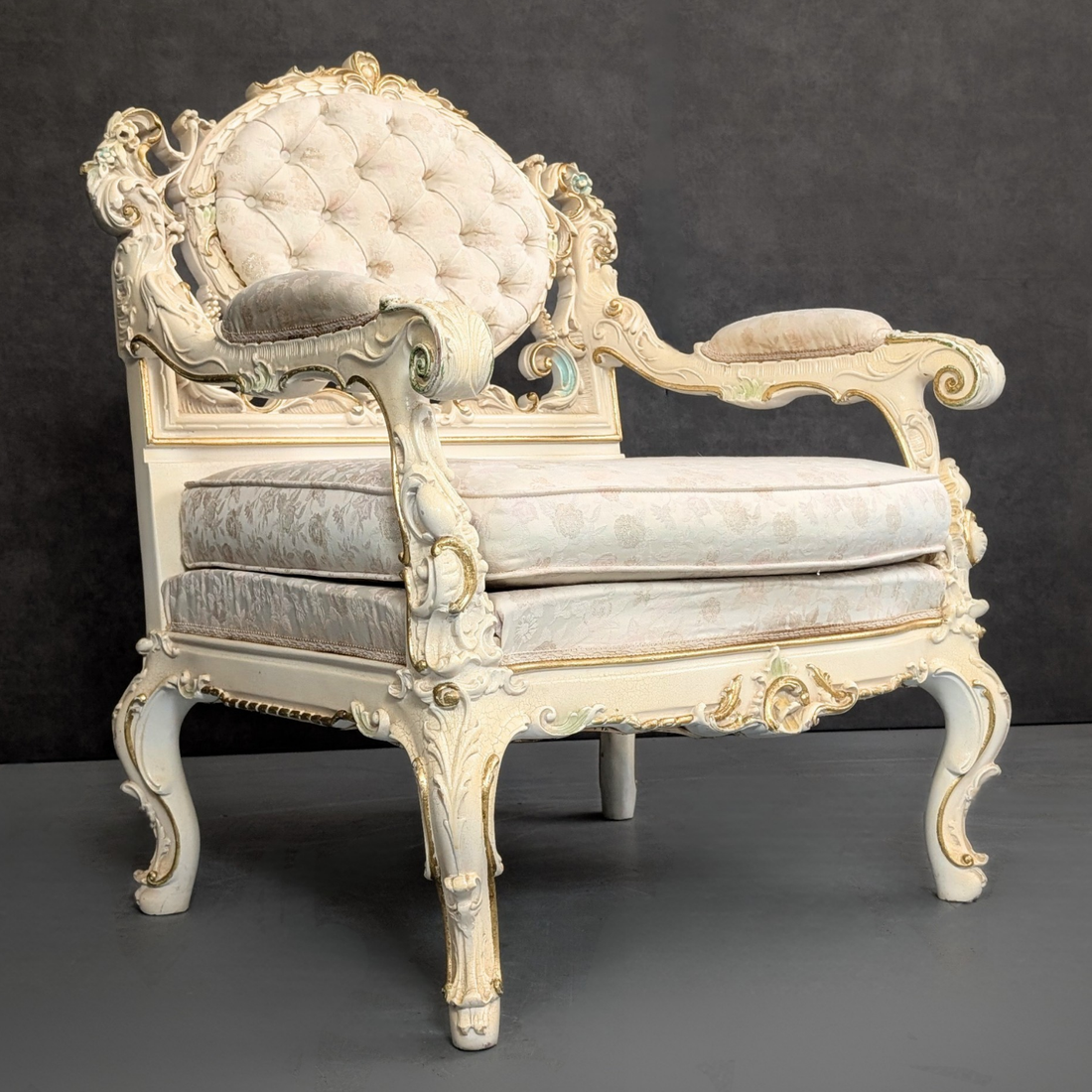 Hand Carved Italian Armchair by Silik