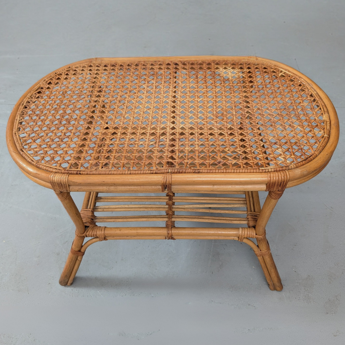 1970s Rattan and Cane Barrel Chair Suite with Matching Coffee Table
