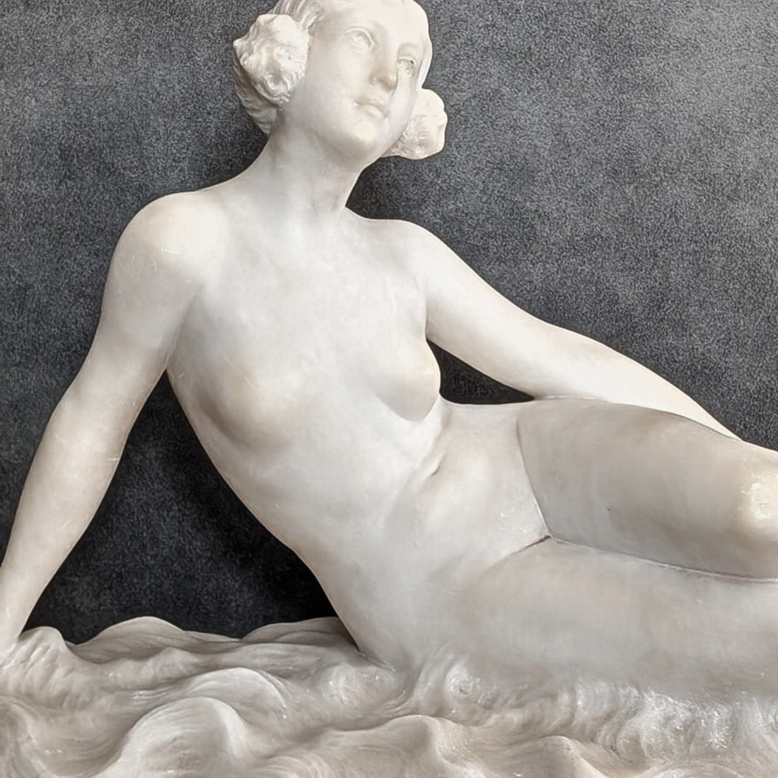 Odo Franceschi Reclining Figure Florence Circa 1920 Marble on Granite Base Signed