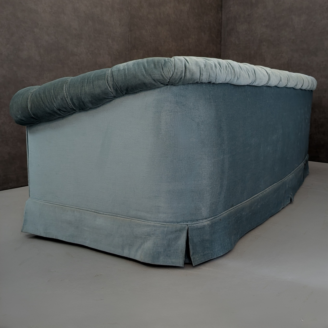 Antique Chesterfield Sofa in Blue Crushed Velvet