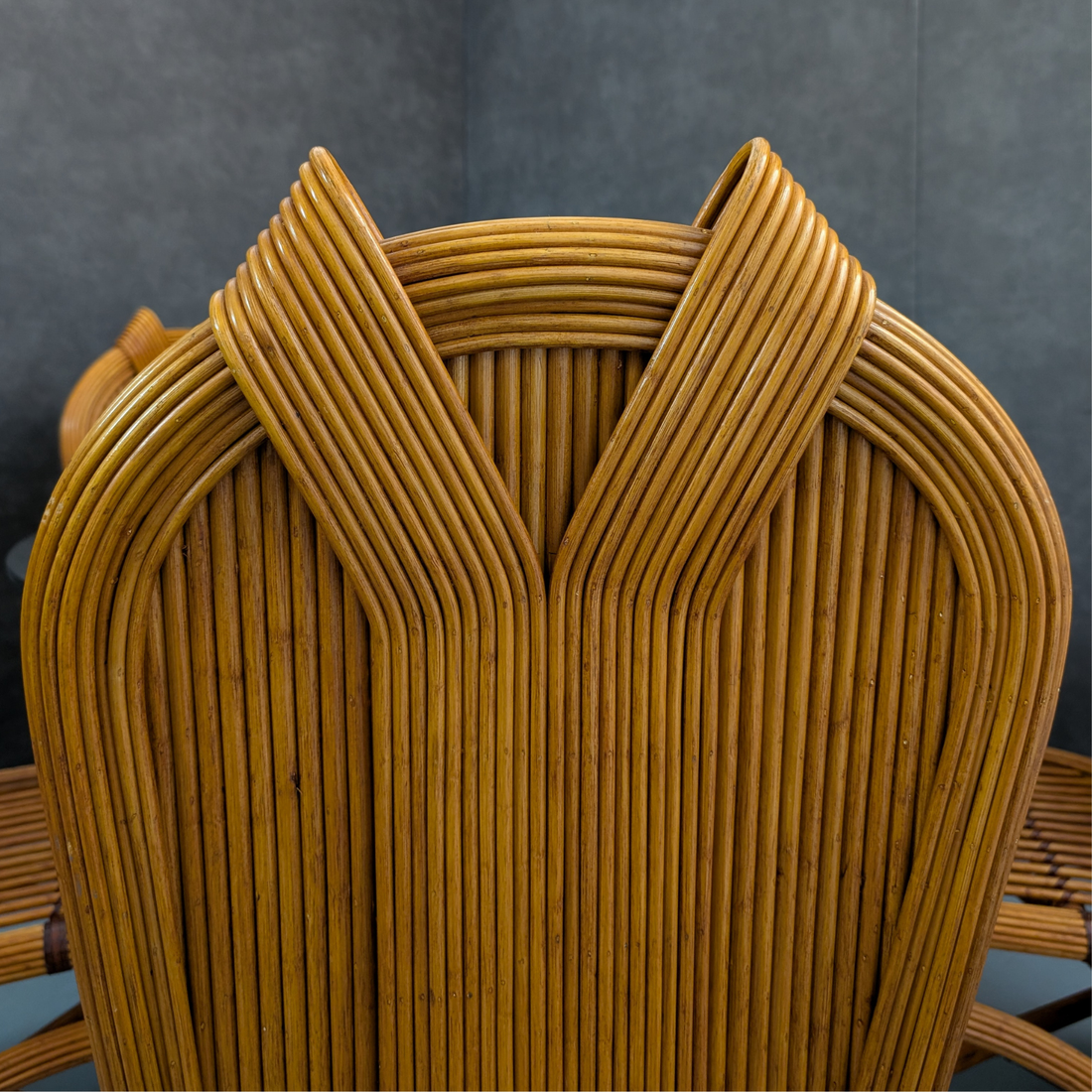 Pencil Reed Dining Table & 5 Chairs Circa 1980s Italian Origin
