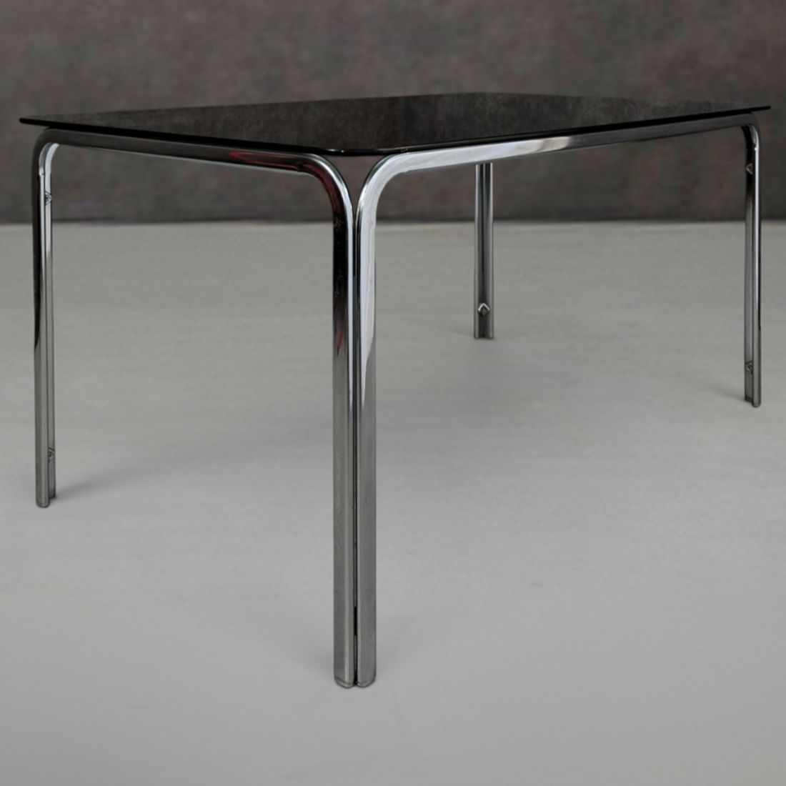 Gastone Rinaldi Style Chrome and Smoked Glass Dining Table Circa 1970s