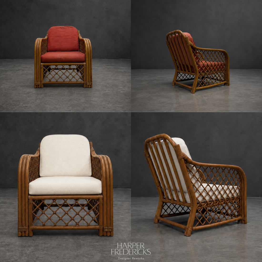 Vintage Three Piece Lattice Cane Lounge Suite
