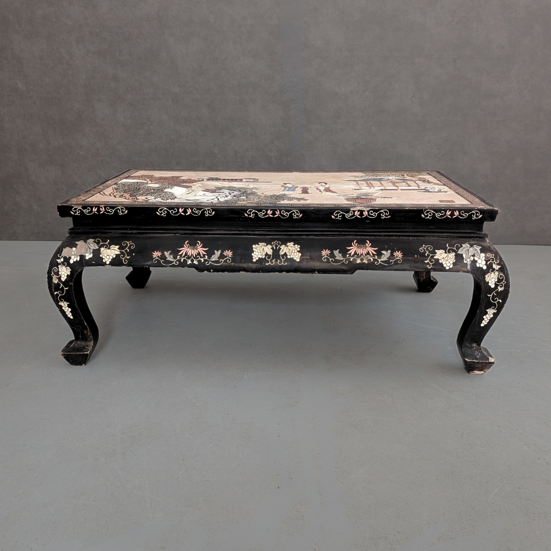 Chinese Silver Leaf and Black Lacquer Low Table Republic Period circa 1920 to 1935
