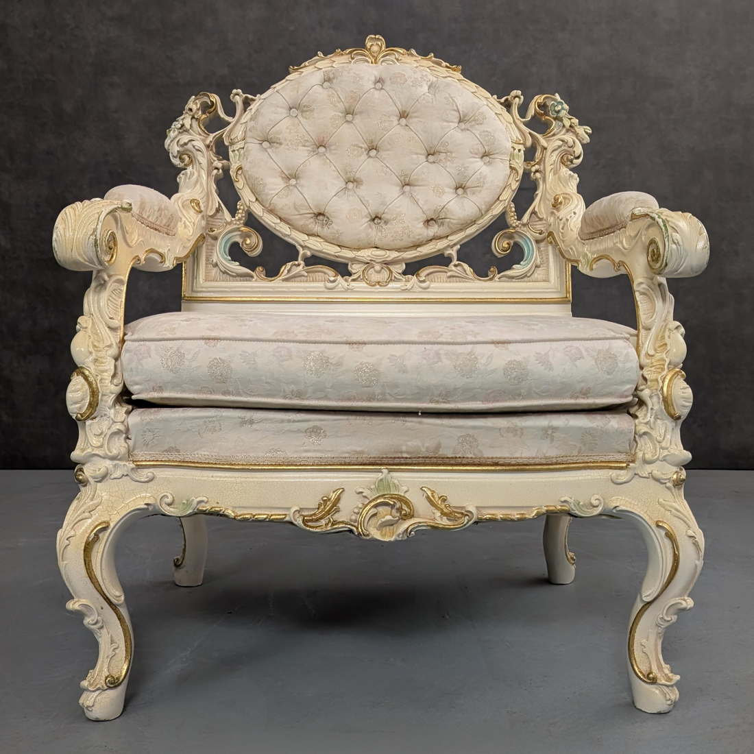 Hand Carved Italian Armchair by Silik