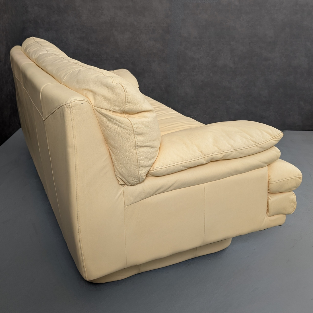 Italian Buttercream Leather Sofa c.1990