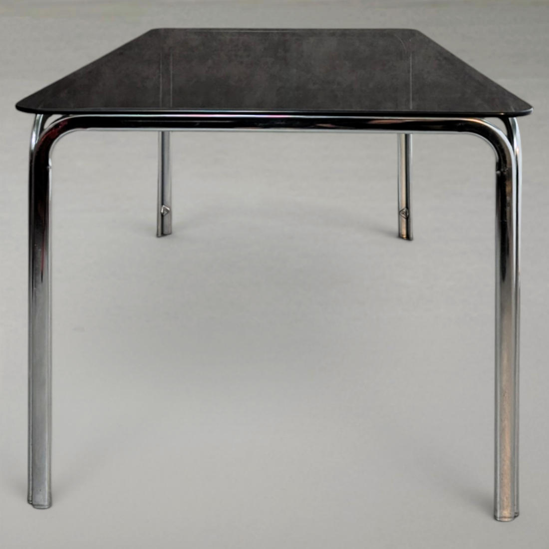 Gastone Rinaldi Style Chrome and Smoked Glass Dining Table Circa 1970s
