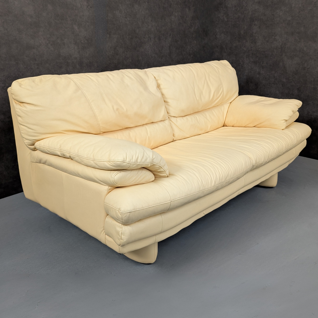 Italian Buttercream Leather Sofa c.1990