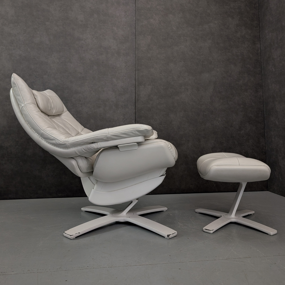 Natuzzi Italia Re-Vive Leather Reclining Armchair and Ottoman