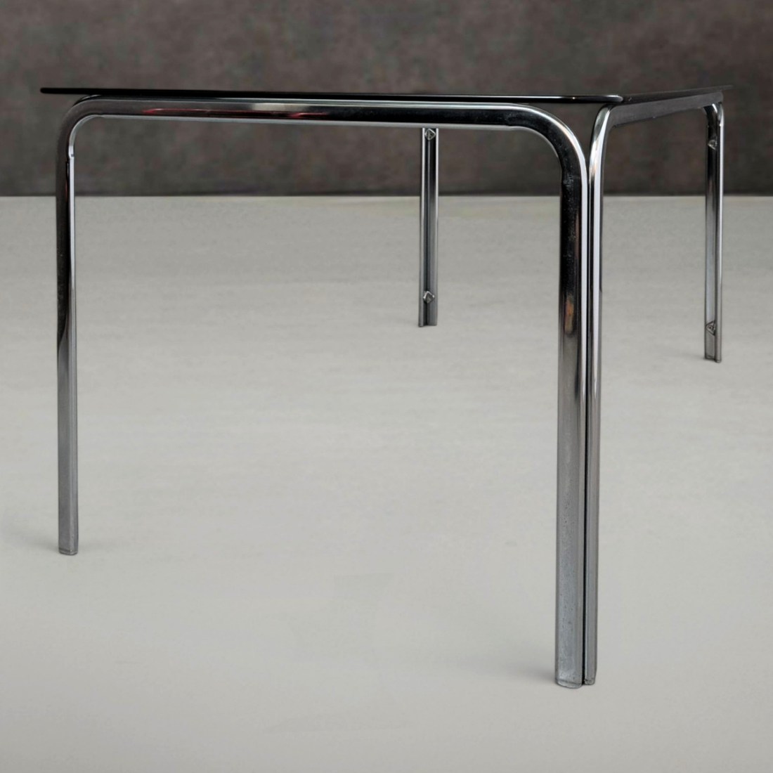 Gastone Rinaldi Style Chrome and Smoked Glass Dining Table Circa 1970s