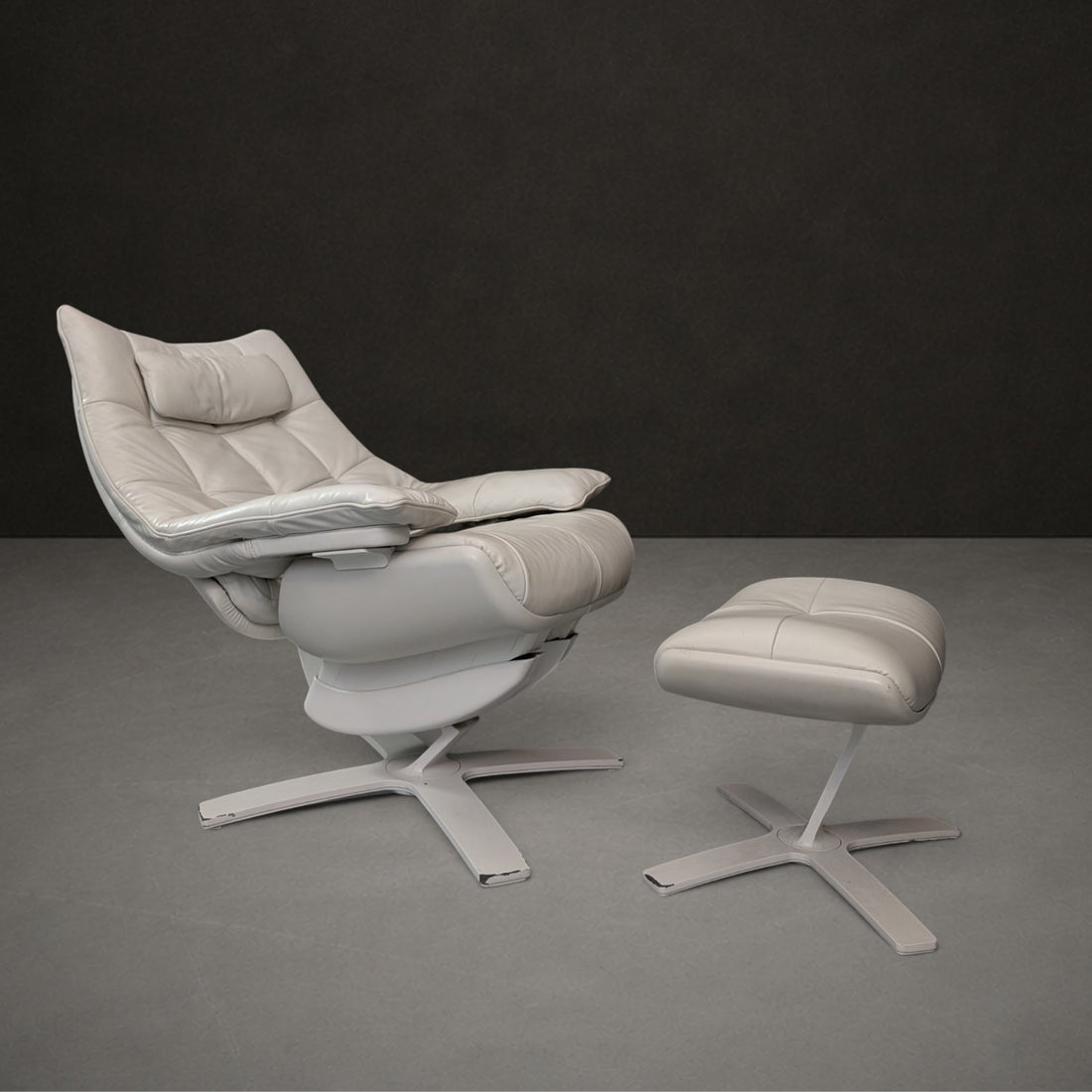 Natuzzi Italia Re Vive Quilted Reclining Armchair with Matching Ottoman