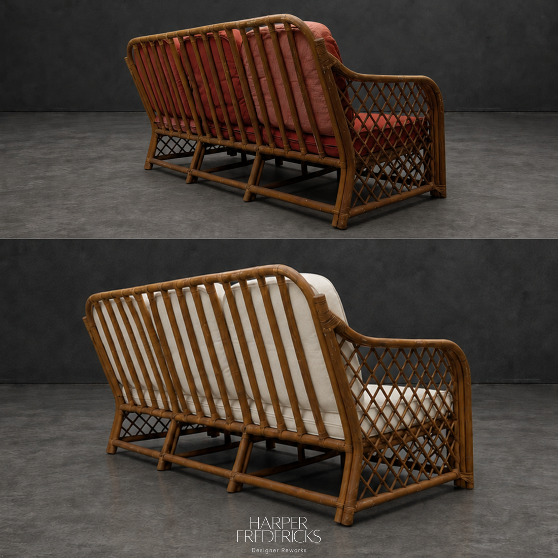 Vintage Three Piece Lattice Cane Lounge Suite