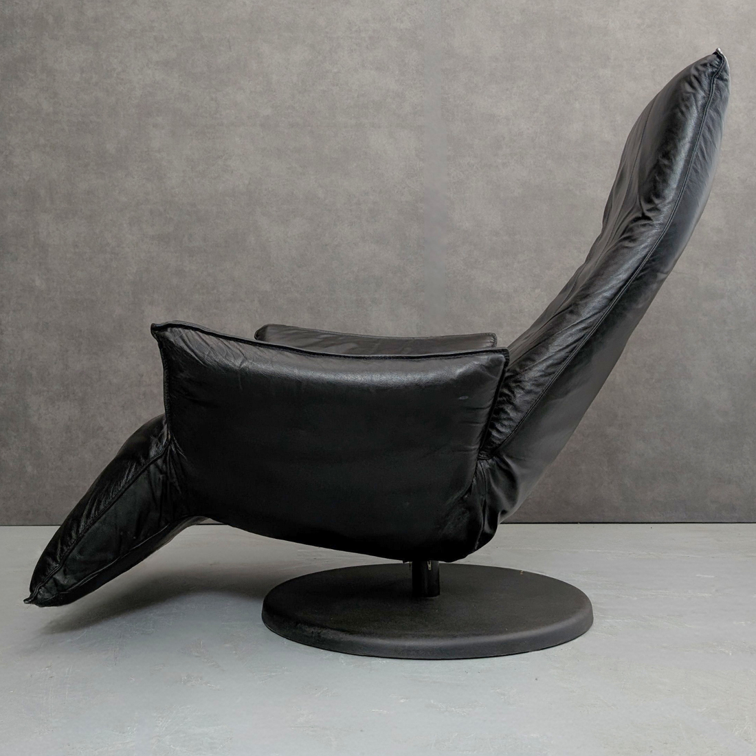 Mid Century Continental European Leather Swivel Recliner