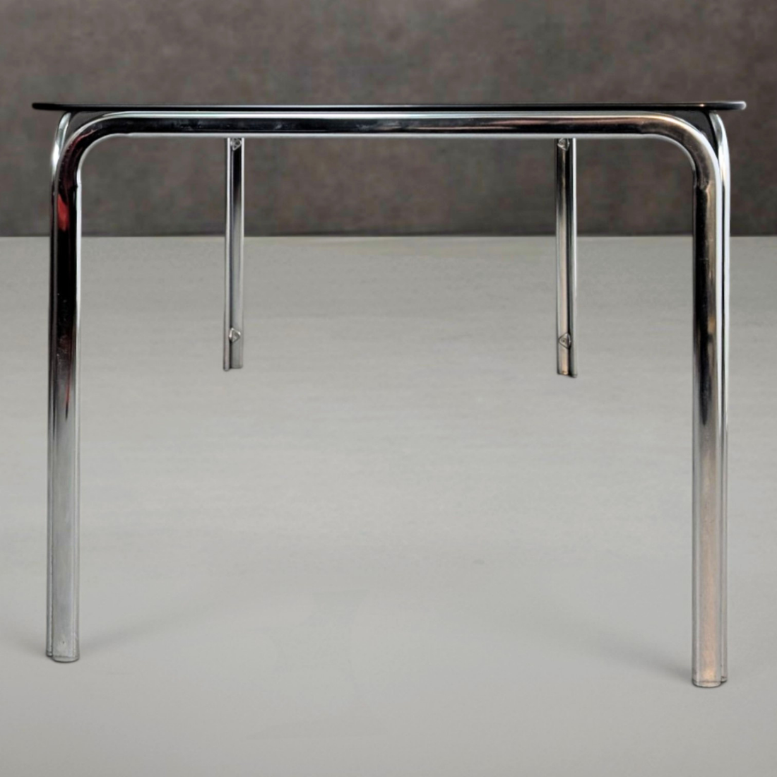 Gastone Rinaldi Style Chrome and Smoked Glass Dining Table Circa 1970s