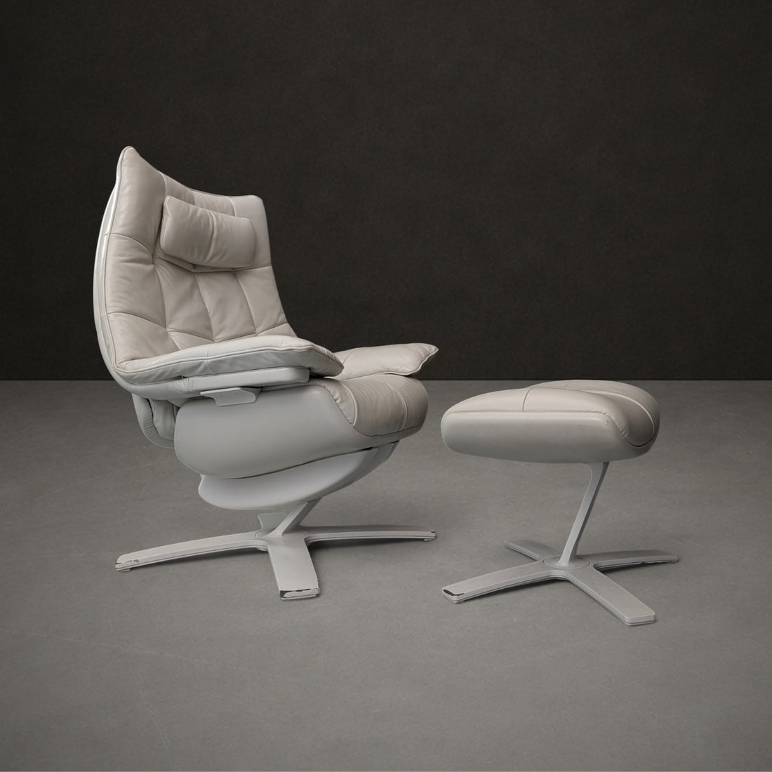 Natuzzi Italia Re Vive Quilted Reclining Armchair with Matching Ottoman
