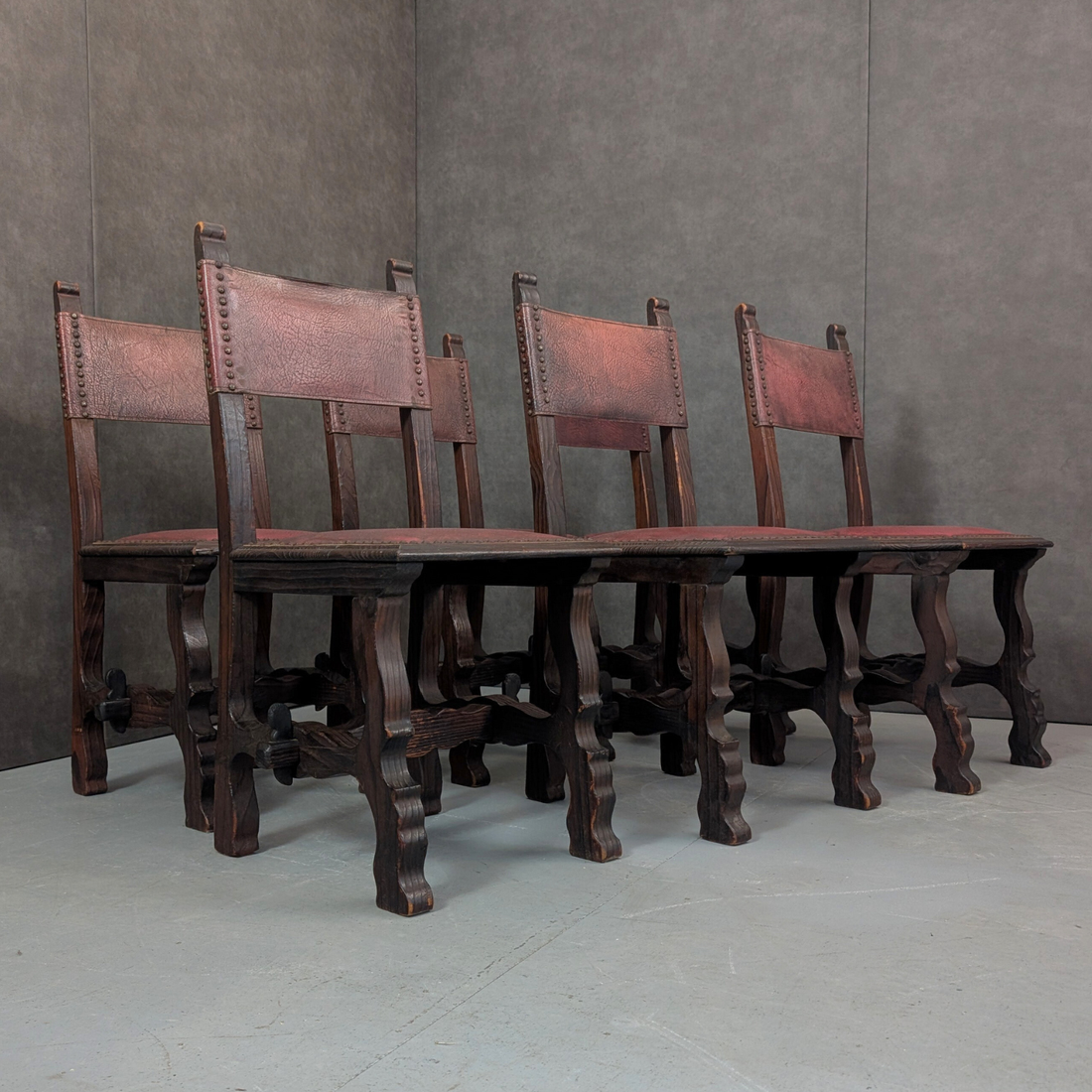 Spanish Dining Chairs Oxblood Leather