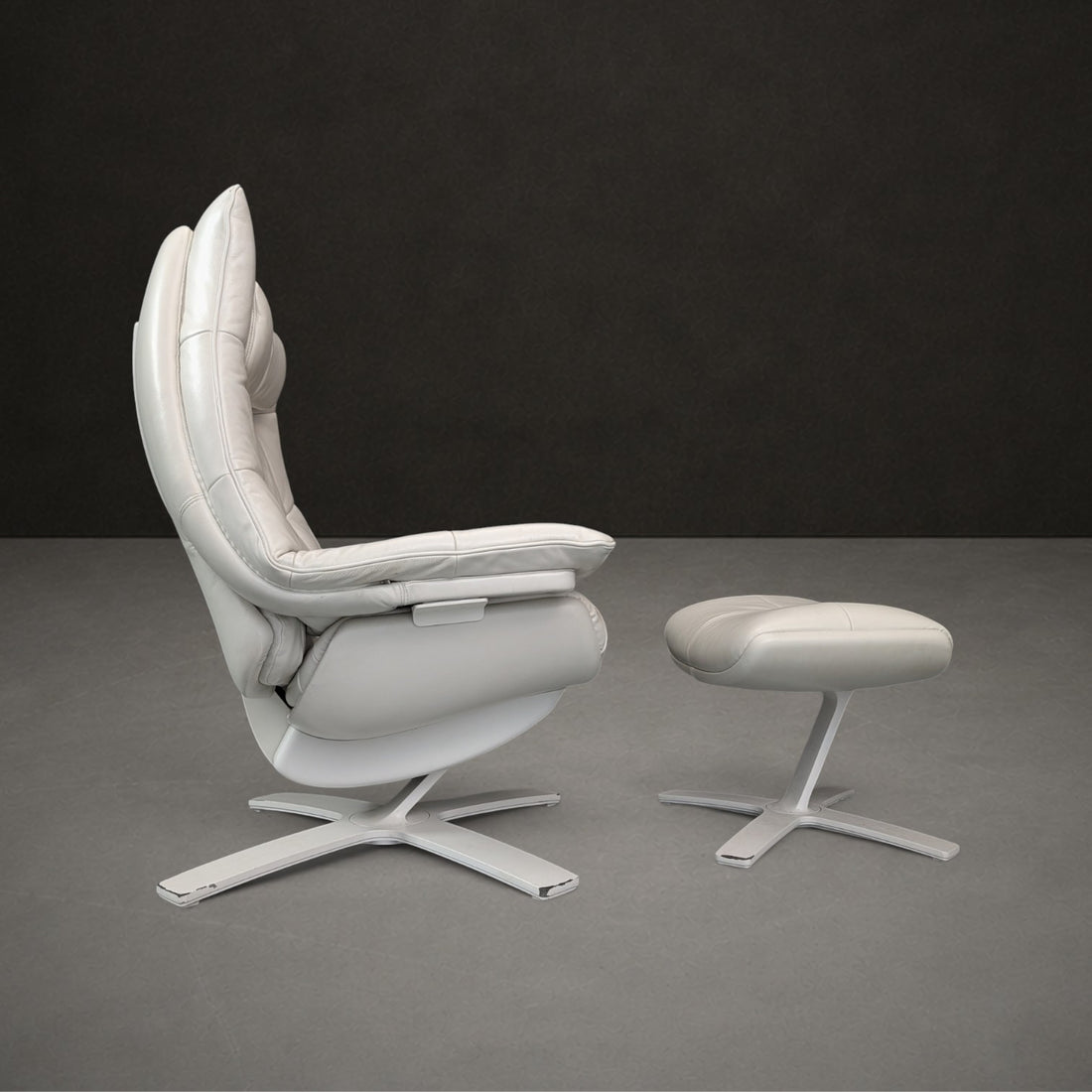 Natuzzi Italia Re Vive Quilted Reclining Armchair with Matching Ottoman