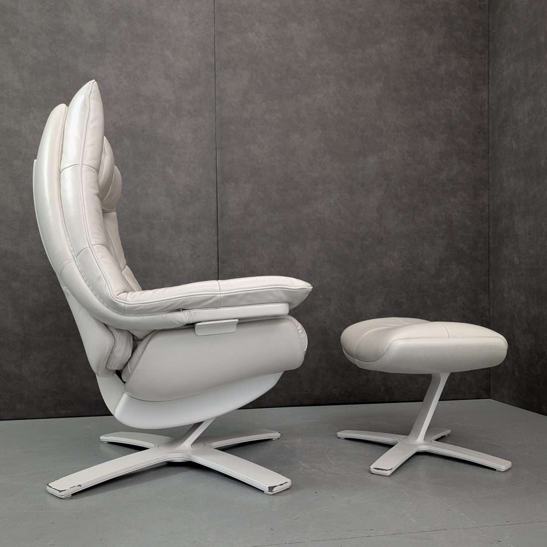 Natuzzi Italia Re-Vive Leather Reclining Armchair and Ottoman
