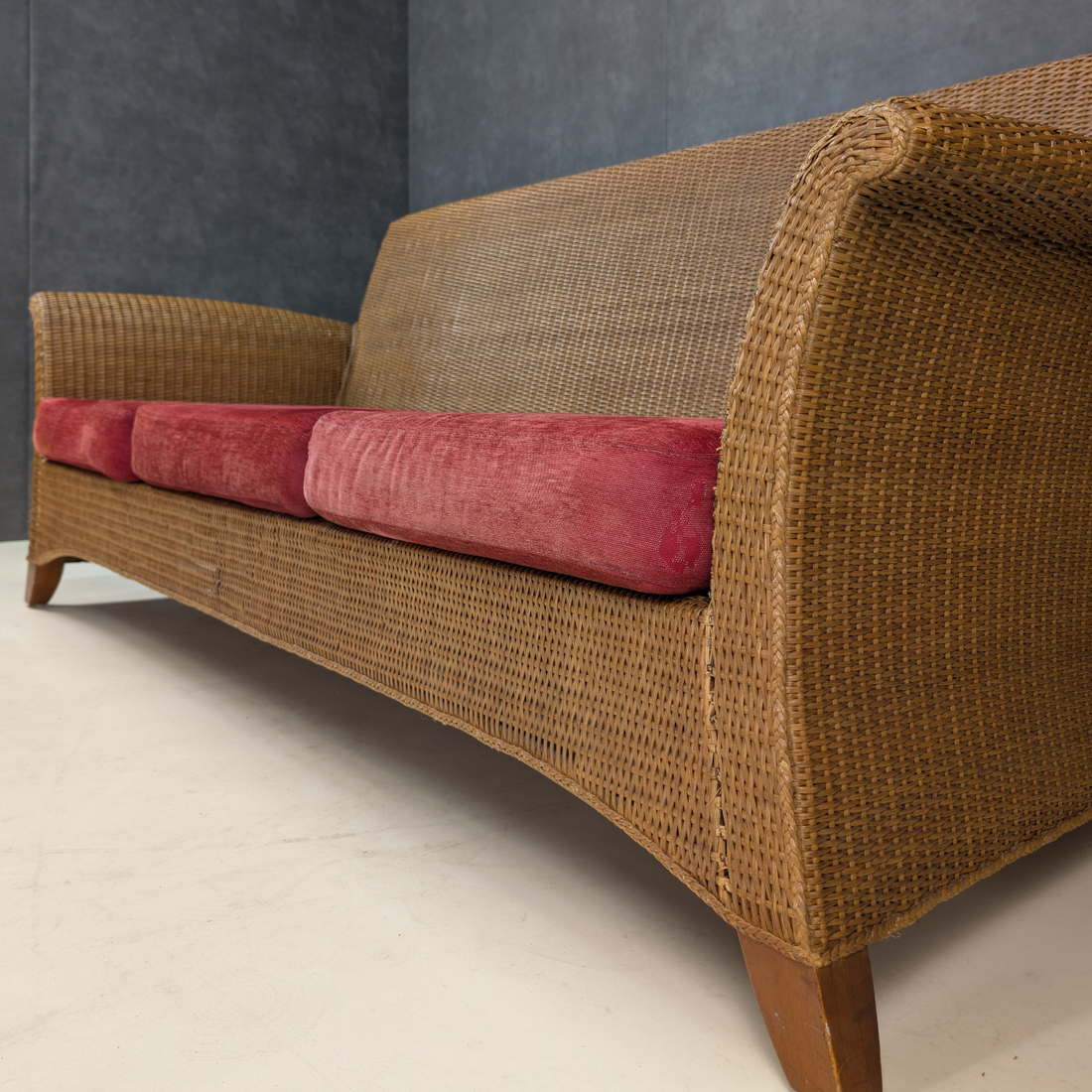 Vintage 1980s Rattan Three Piece Lounge Suite