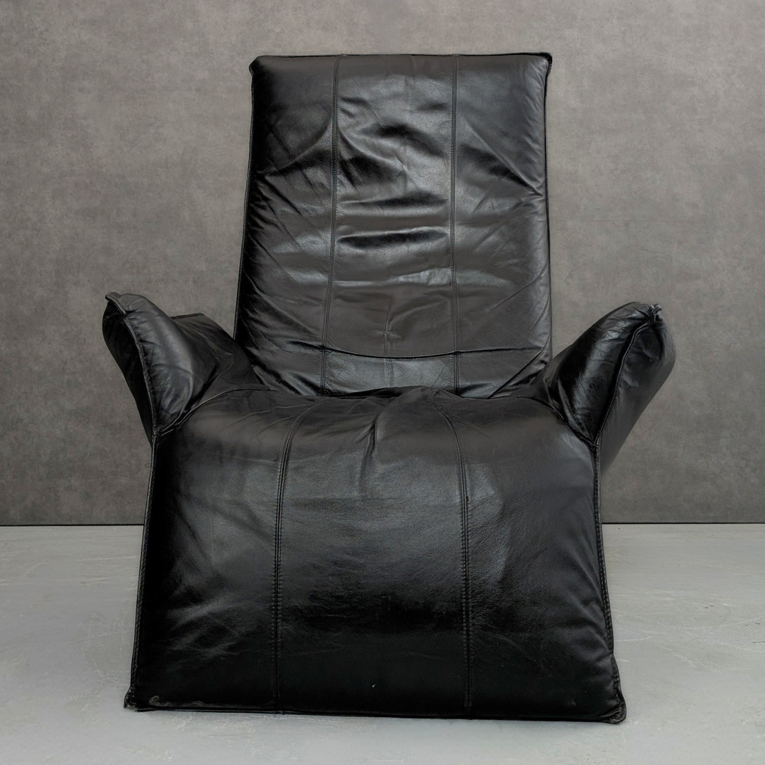 Mid Century Continental European Leather Swivel Recliner