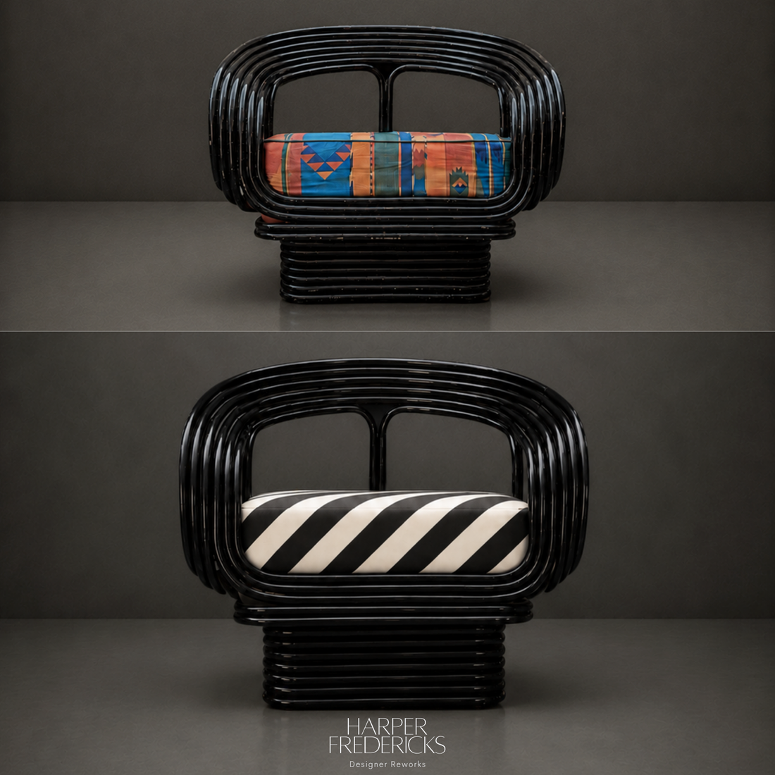 1980s Seven Strand Cane Lounge Suite in the Style of Giovanni Travasa