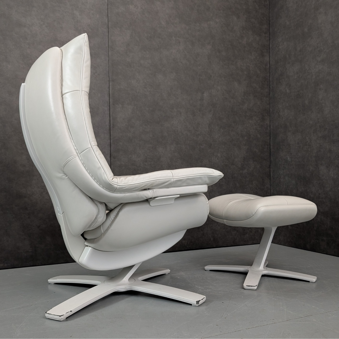 Natuzzi Italia Re-Vive Leather Reclining Armchair and Ottoman