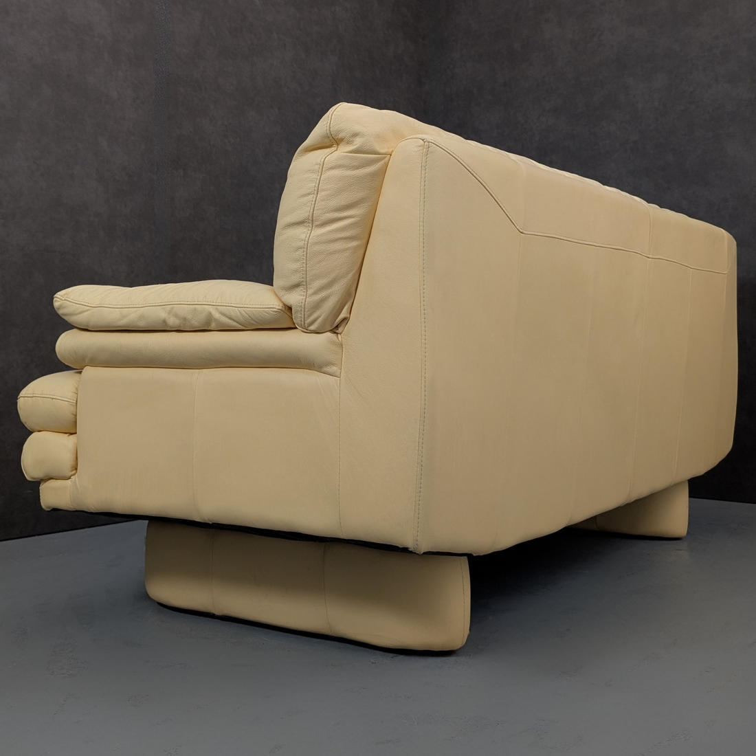 Italian Buttercream Leather Sofa c.1990