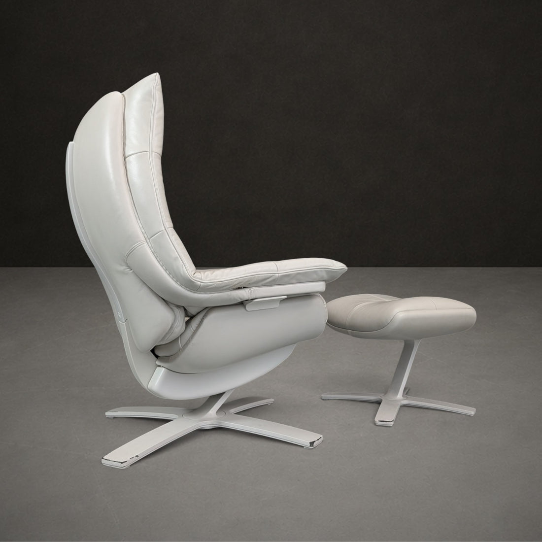 Natuzzi Italia Re Vive Quilted Reclining Armchair with Matching Ottoman