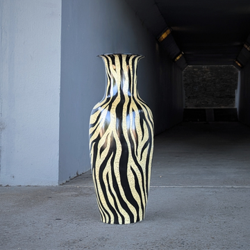 90cm Postmodern Italian Ceramic Zebra Floor Vase | Circa 1970s–80s