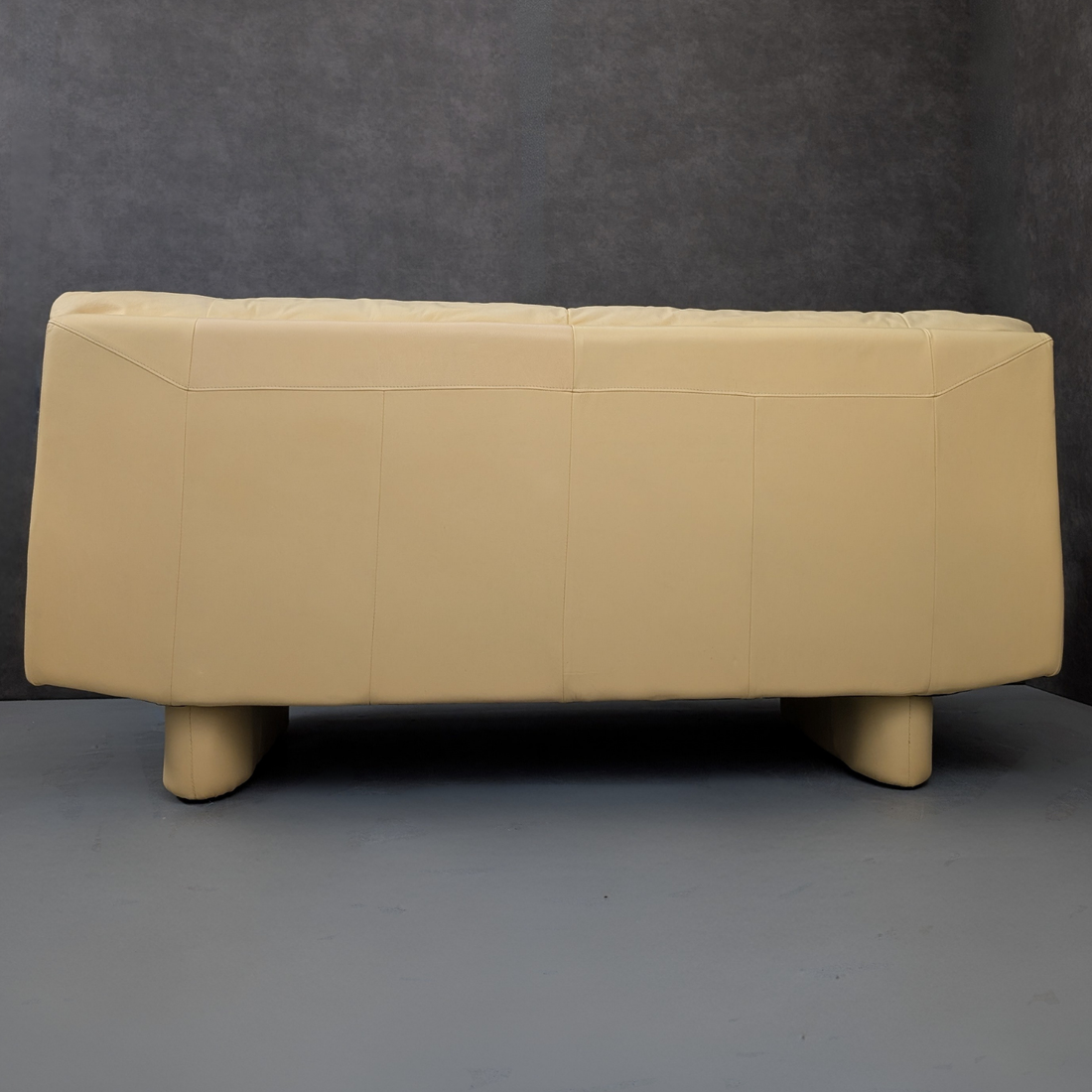 Italian Buttercream Leather Sofa c.1990