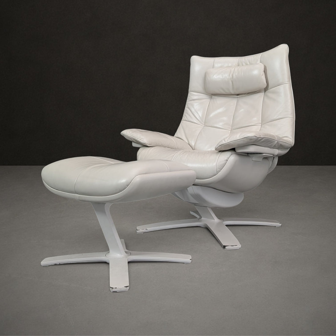 Natuzzi Italia Re Vive Quilted Reclining Armchair with Matching Ottoman