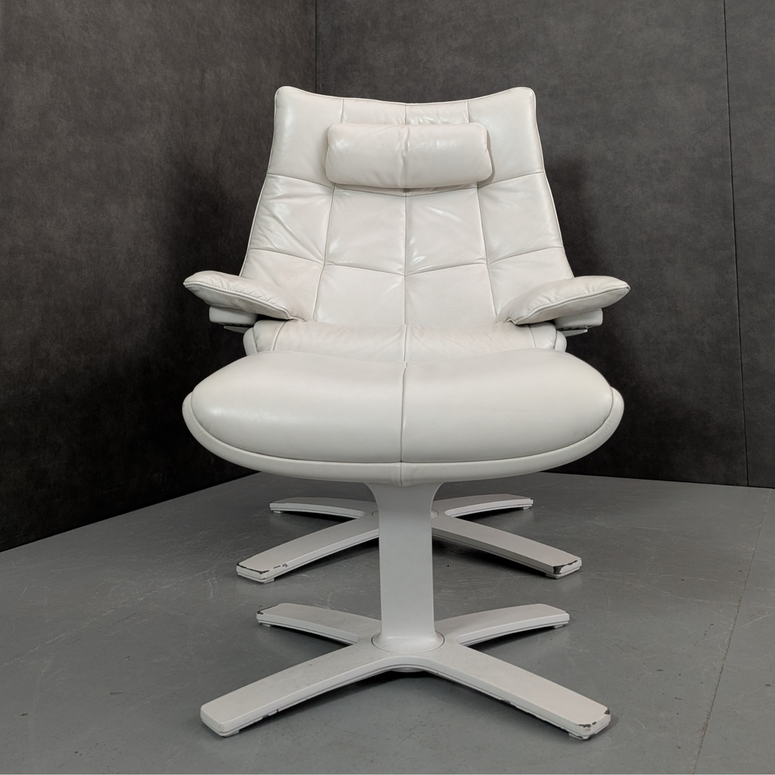 Natuzzi Italia Re-Vive Leather Reclining Armchair and Ottoman