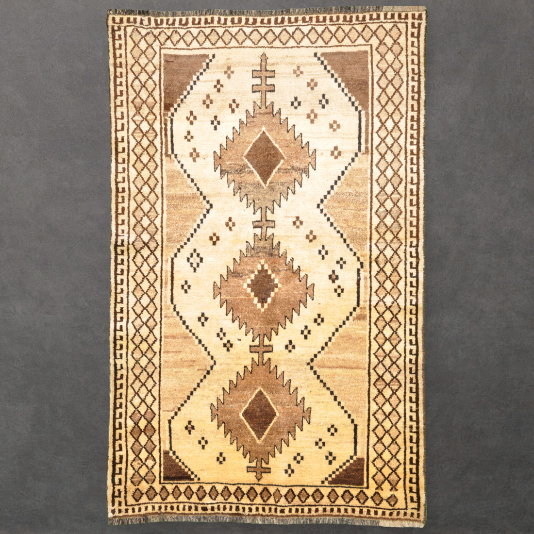 Mid 20th Century Persian Gabbeh Rug Handspun Wool