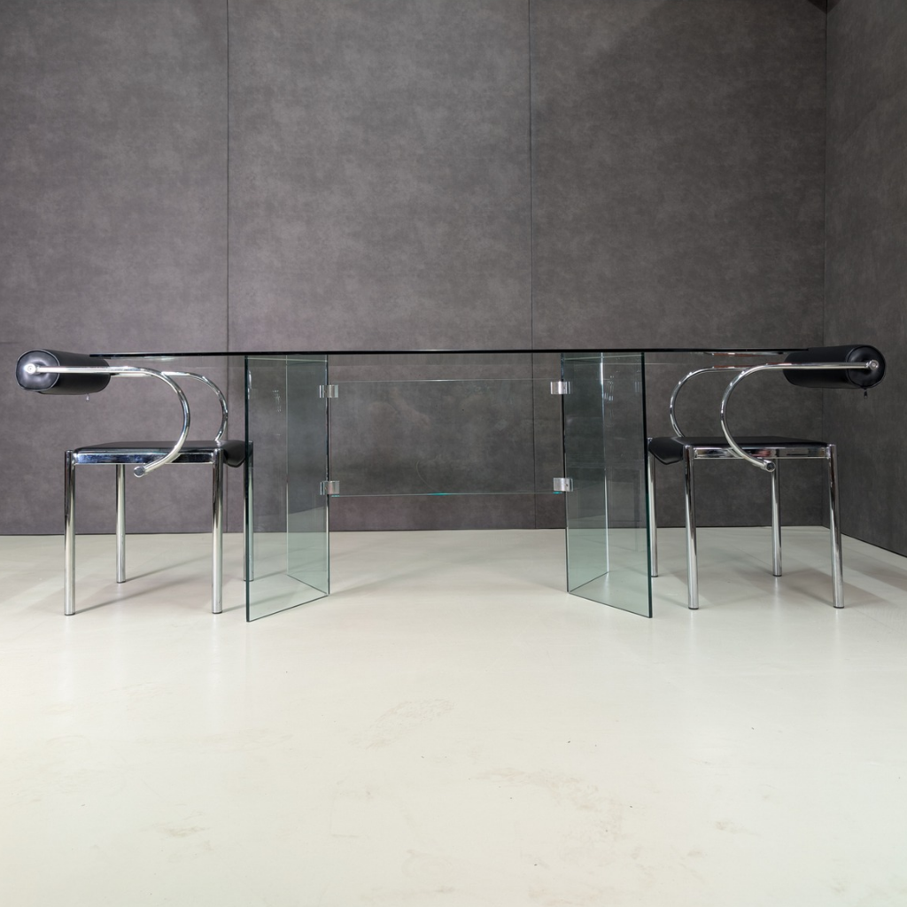 Vintage Minimalist Architectural Glass Dining Table