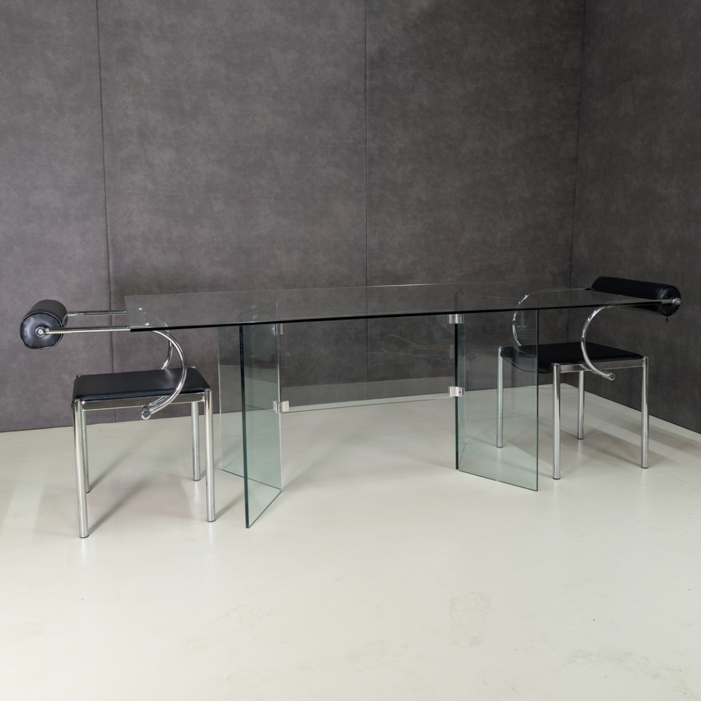 Vintage Minimalist Architectural Glass Dining Table